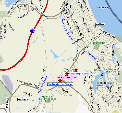 We're located a block from Castle Medical Center and Kailua High School... next to the 7-Eleven and Aloha Gas Station.