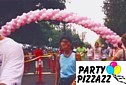 40-foot Pink & White Spiral Arch over Finish Line, Kapiolani Park.  Race For The Cure.