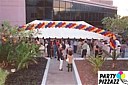 60-foot Sapphire Blue, Ruby Red & Goldenrod Spiral Arch - Restaurant Row.  Star-Bulletin Anniversary.