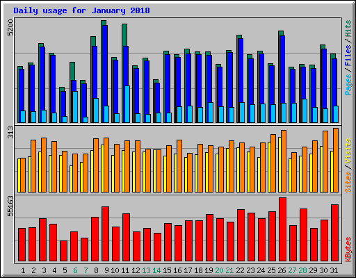 Daily usage for January 2018