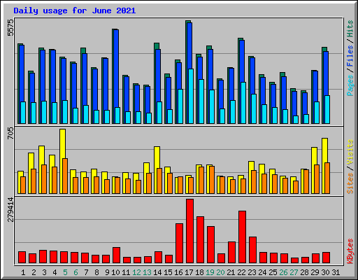 Daily usage for June 2021